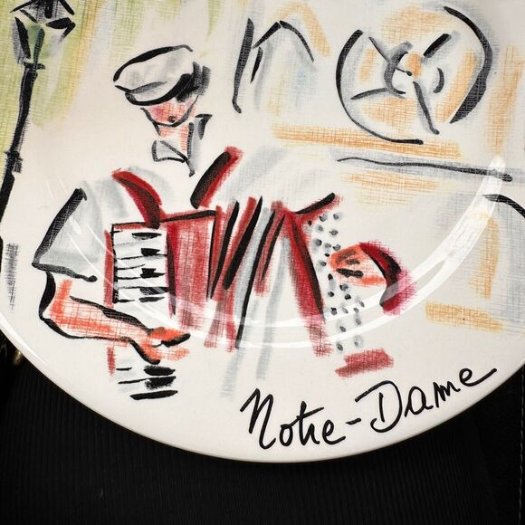 Notre Dame Faiencerie De Gien Joli Paris - Canape Salad Bread Plate - Picture 2 of 6